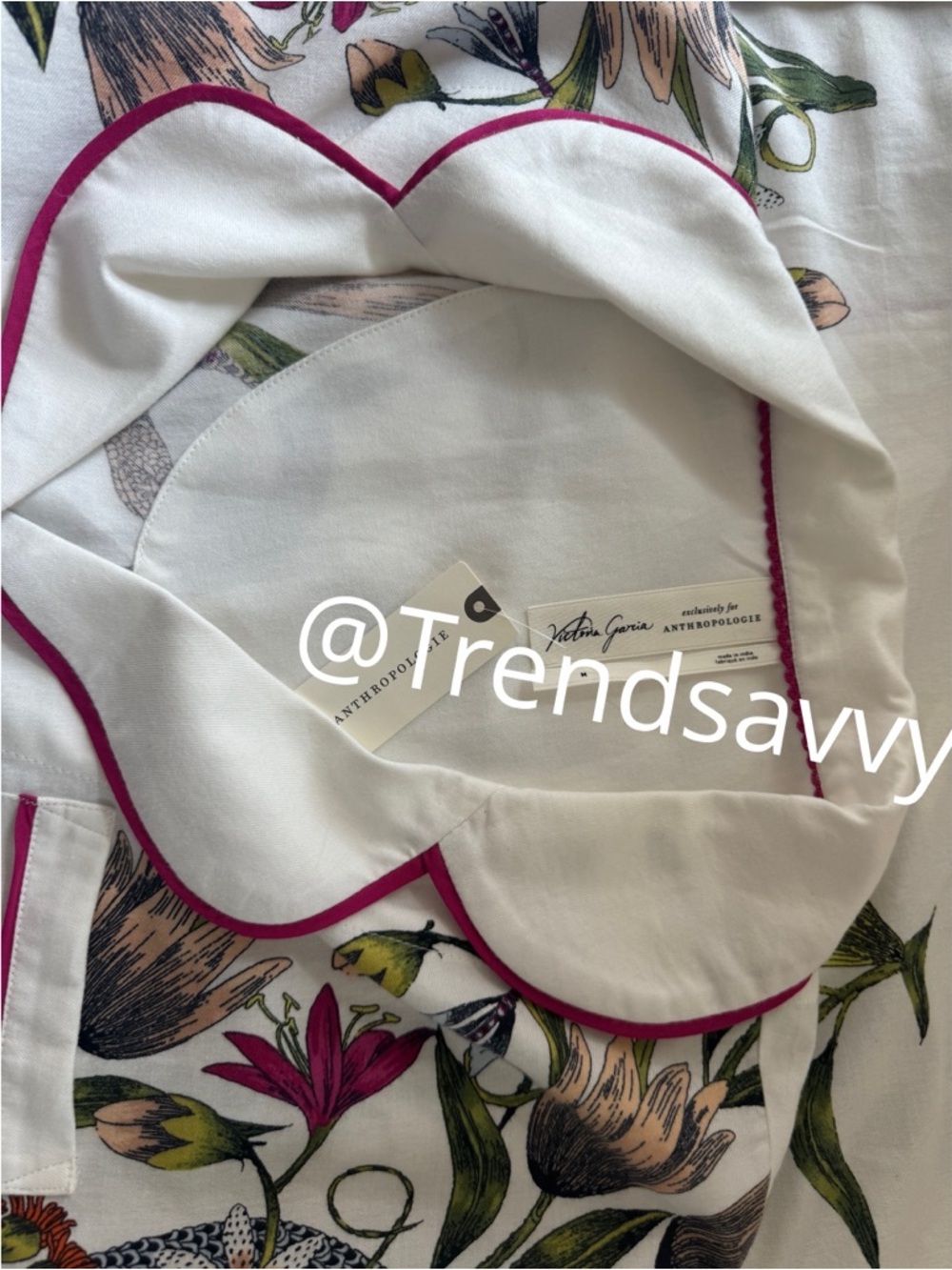 Anthropologie Victoria Garcia Floral Pajama Top Buttondown Size Medium NWT - Picture 10 of 13